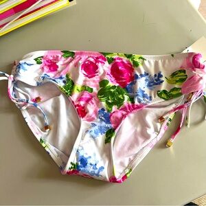 NWT LIZ CLAIBORNE White Floral Drawstring Bottom Swim Size XL